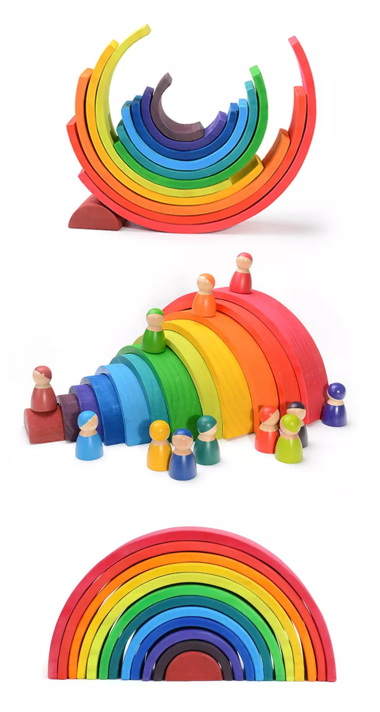 Wooden Rainbow Stacker Toy for Kids