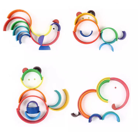Wooden Rainbow Stacker Toy for Kids