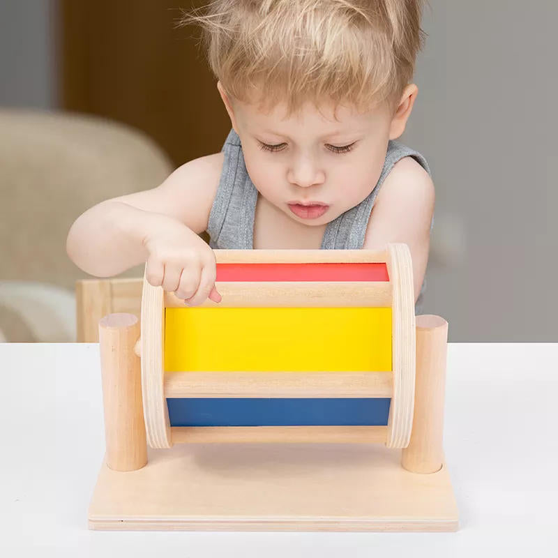 wooden spinning drum toy for kids