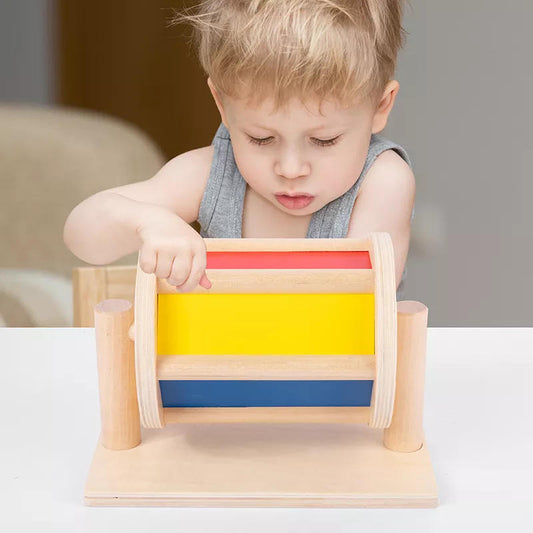 wooden spinning drum toy for kids