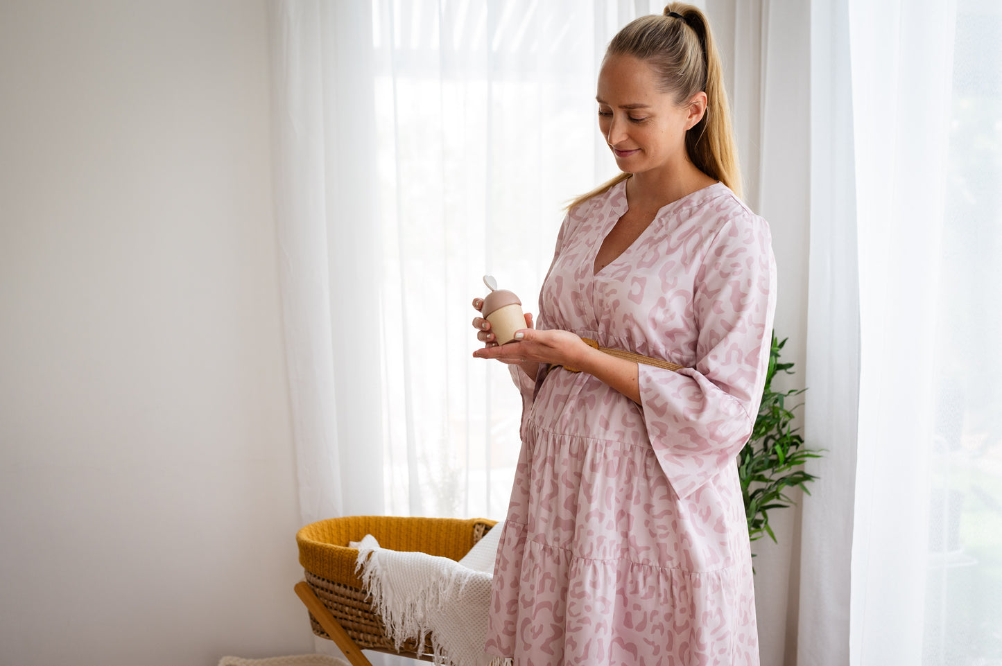 Baby Shower Gift Bundle | Wooden Roller, Rattle & Keepsake Toy | Natural & Thoughtful Newborn Gift