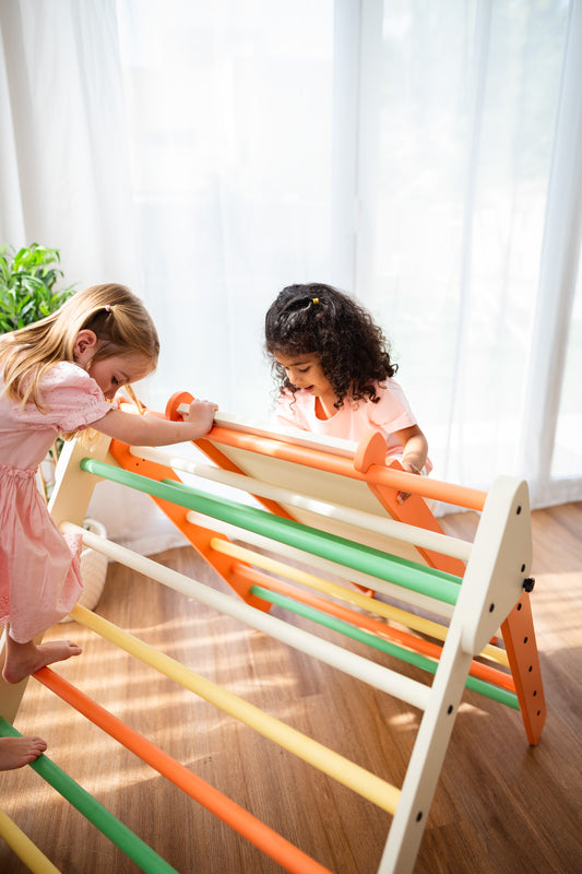 Preschooler Starter Bundle | Pikler Triangle, Sensory Table & Balance Board | Montessori-Inspired Wooden Toys