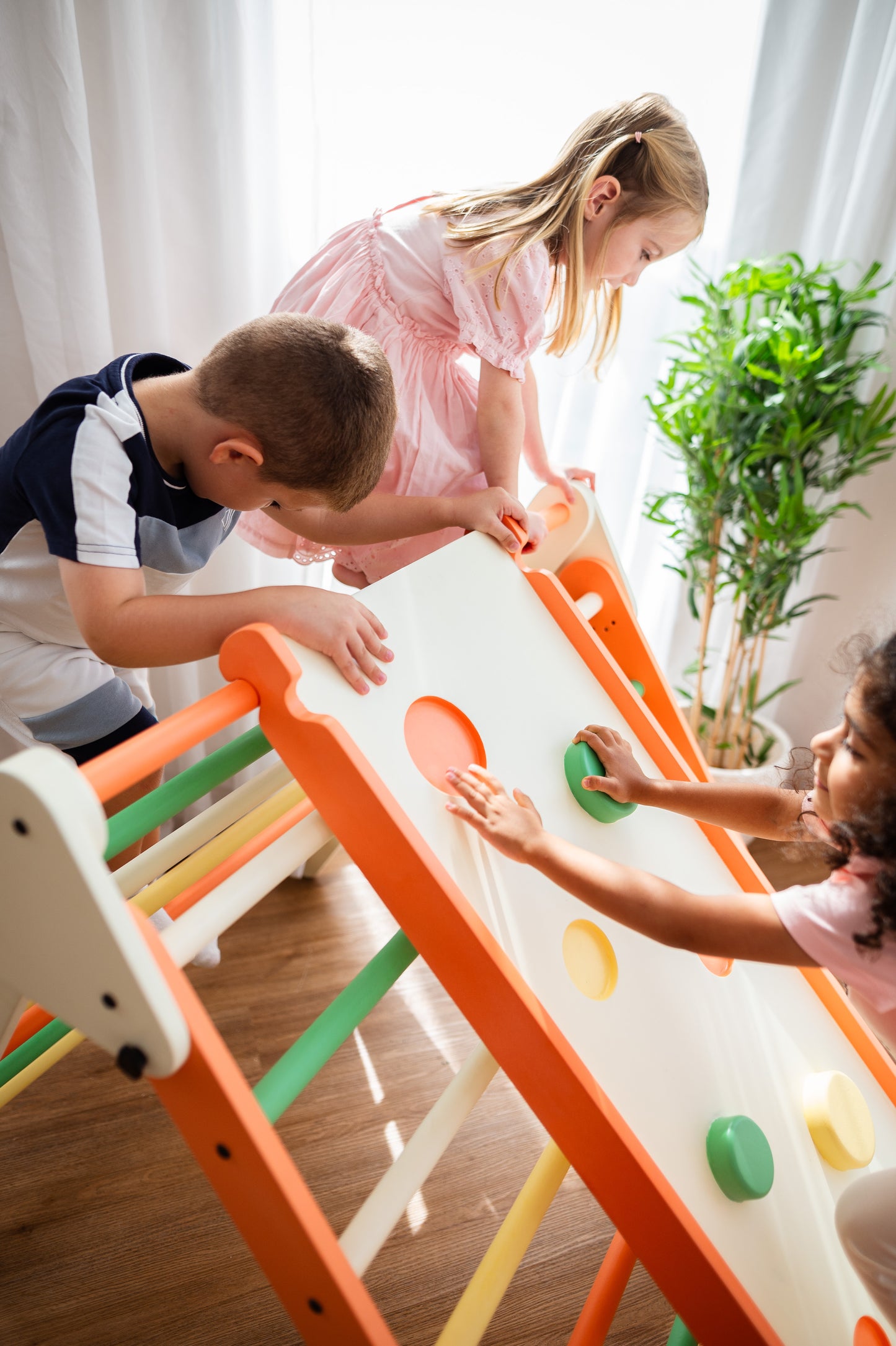 Preschooler Starter Bundle | Pikler Triangle, Sensory Table & Balance Board | Montessori-Inspired Wooden Toys