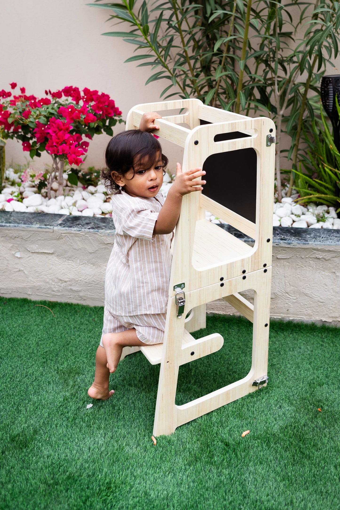 Toddler Starter Bundle | Learning Tower, Push Wagon & Wooden Animal Set | Montessori inspired Eco-Friendly & Safe