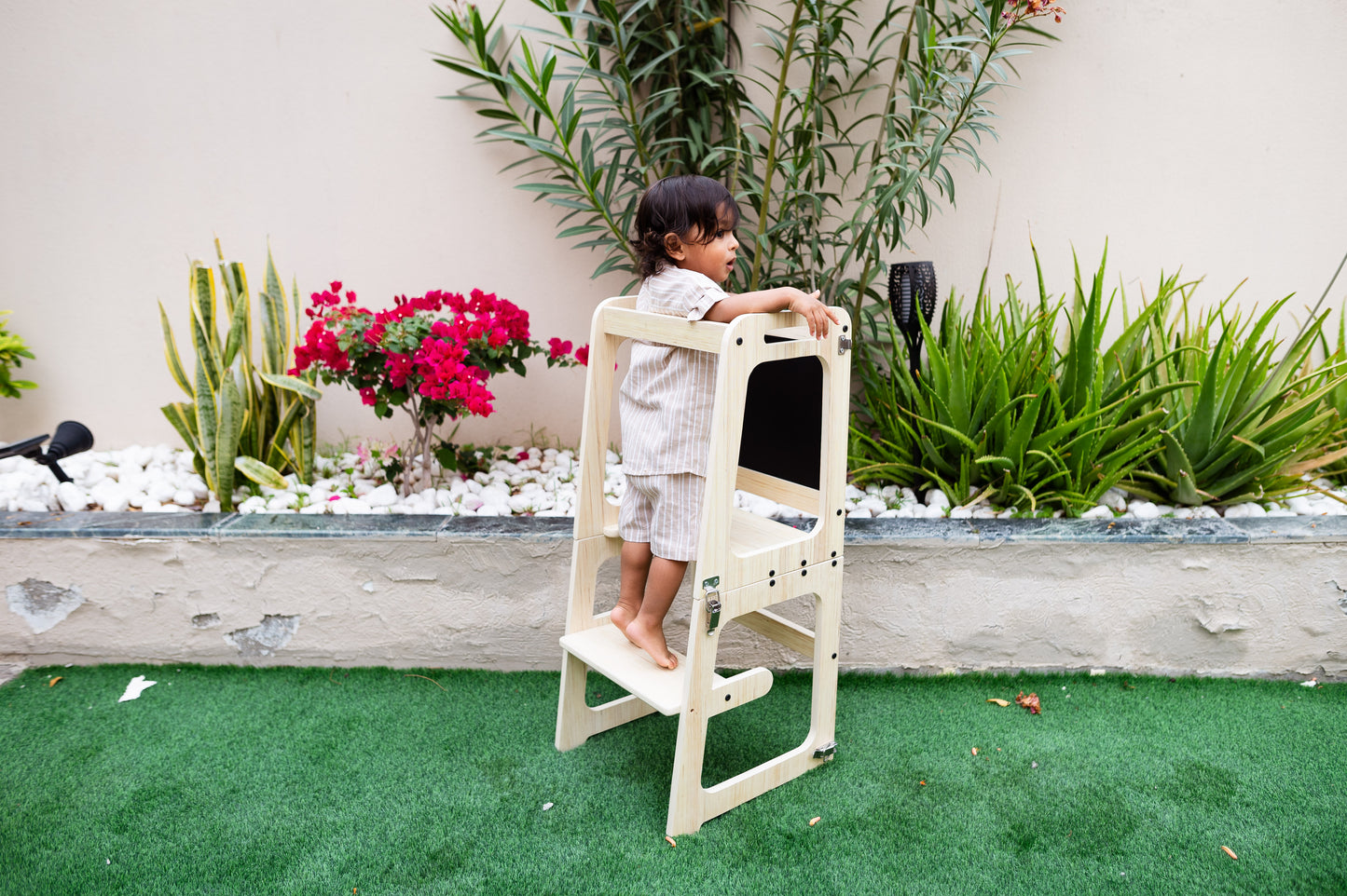 Toddler Starter Bundle | Learning Tower, Push Wagon & Wooden Animal Set | Montessori inspired Eco-Friendly & Safe