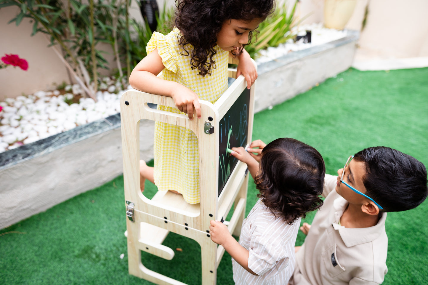 Toddler Starter Bundle | Learning Tower, Push Wagon & Wooden Animal Set | Montessori inspired Eco-Friendly & Safe