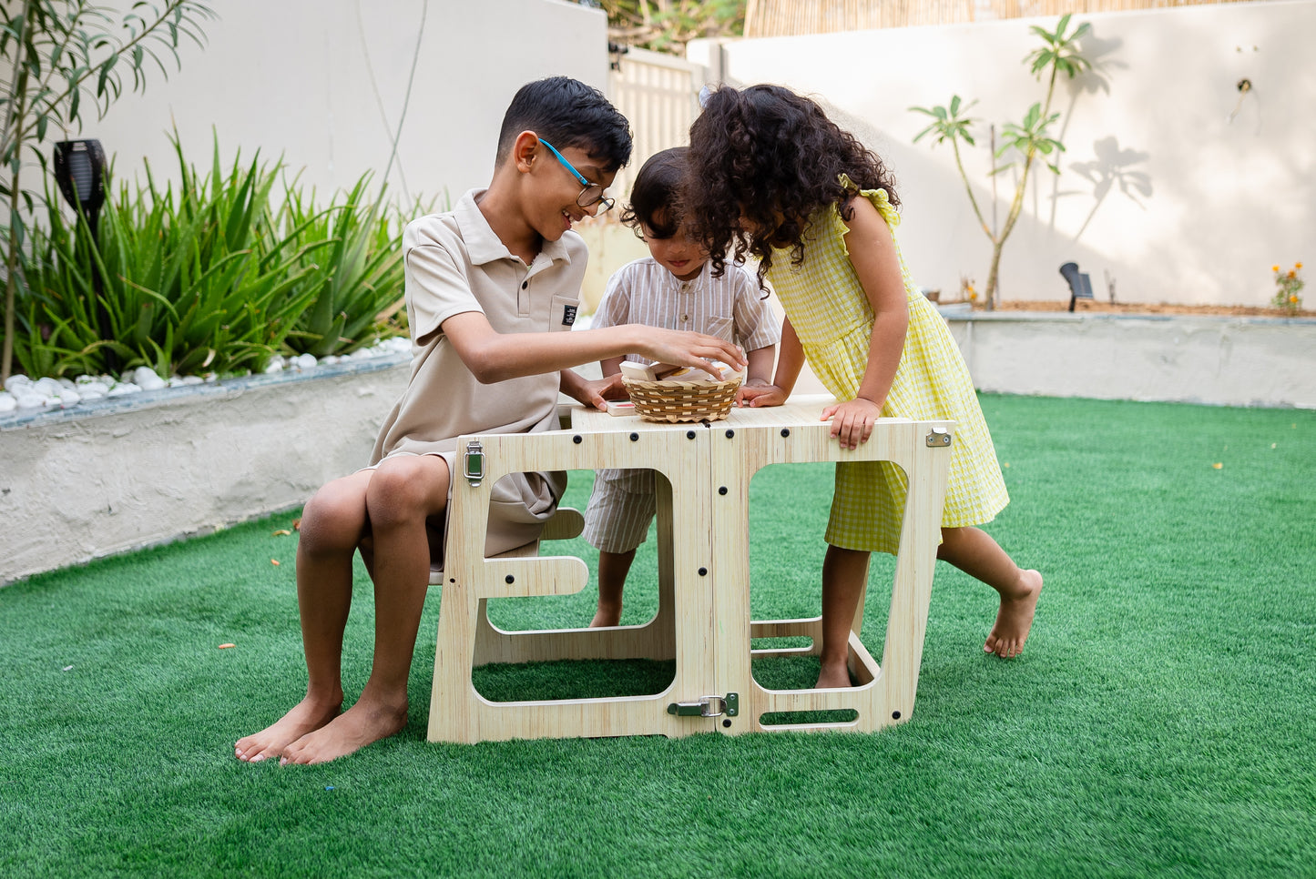 Toddler Starter Bundle | Learning Tower, Push Wagon & Wooden Animal Set | Montessori inspired Eco-Friendly & Safe