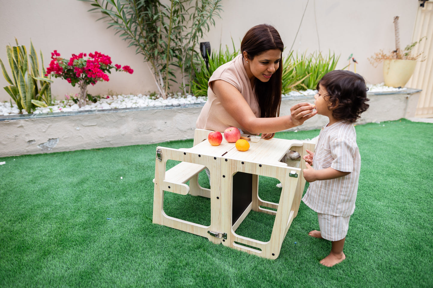Toddler Starter Bundle | Learning Tower, Push Wagon & Wooden Animal Set | Montessori inspired Eco-Friendly & Safe
