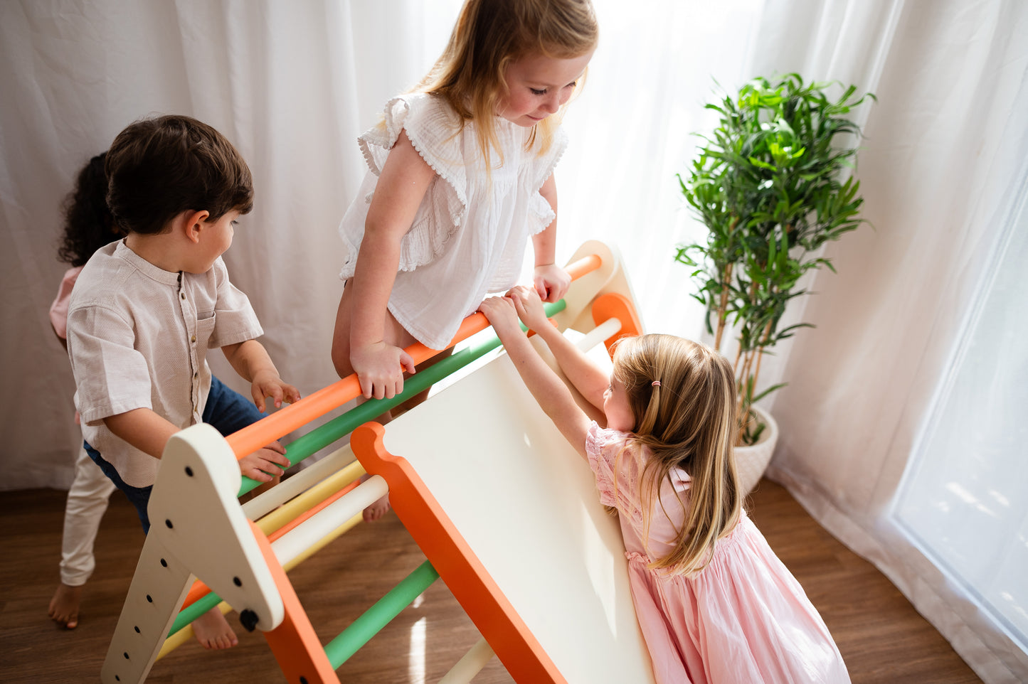 Preschooler Starter Bundle | Pikler Triangle, Sensory Table & Balance Board | Montessori-Inspired Wooden Toys