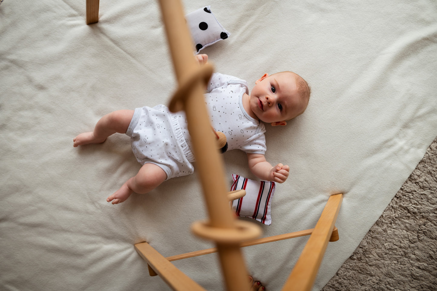 Newborn Baby Bundle | Wooden Baby Floor Gym, Teethers & Rattle | Natural & Non-Toxic Toys