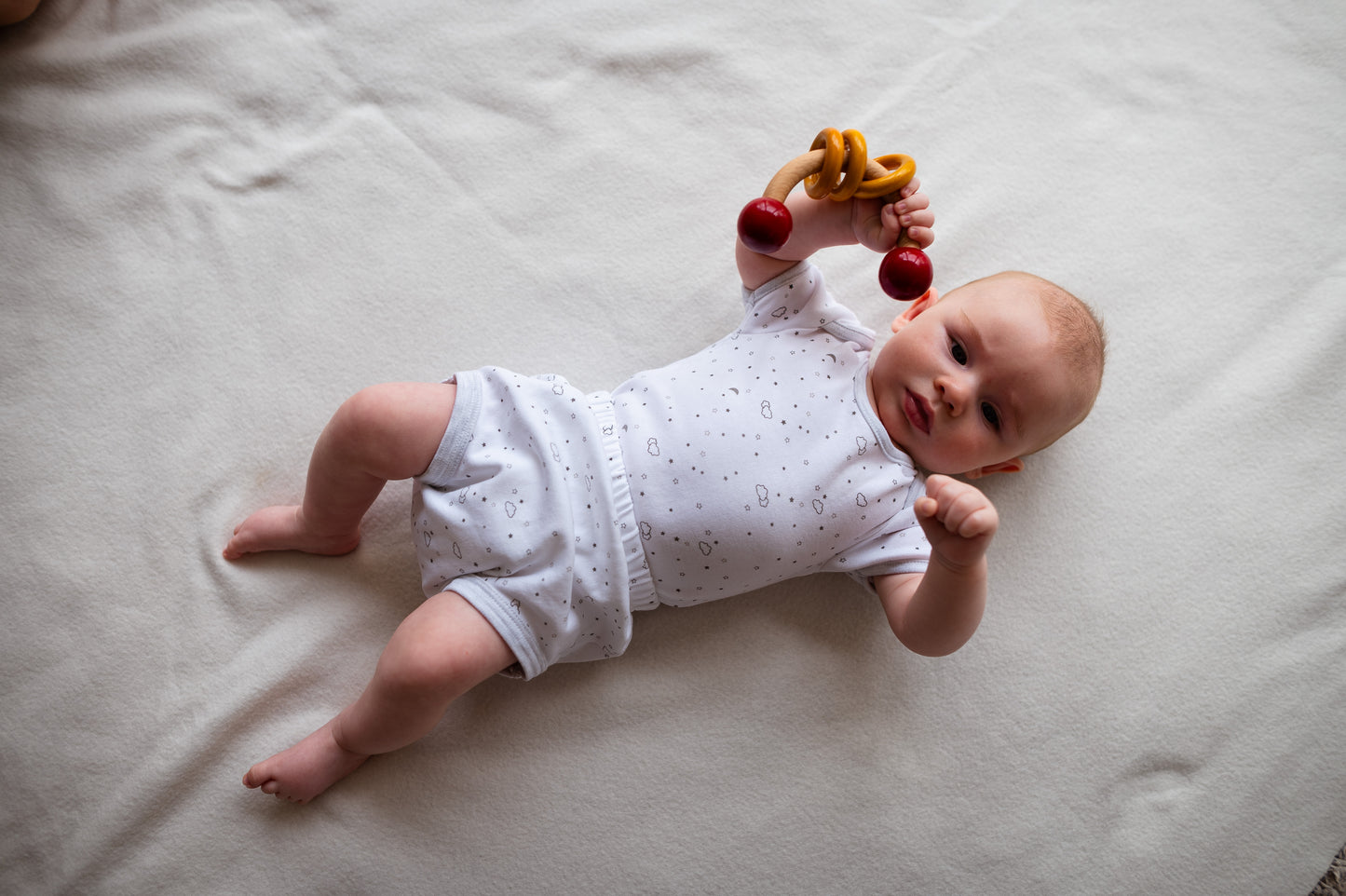 Newborn Baby Bundle | Wooden Baby Floor Gym, Teethers & Rattle | Natural & Non-Toxic Toys