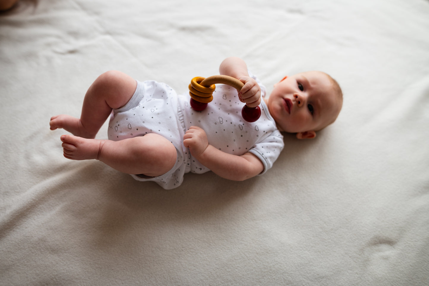 Newborn Baby Bundle | Wooden Baby Floor Gym, Teethers & Rattle | Natural & Non-Toxic Toys