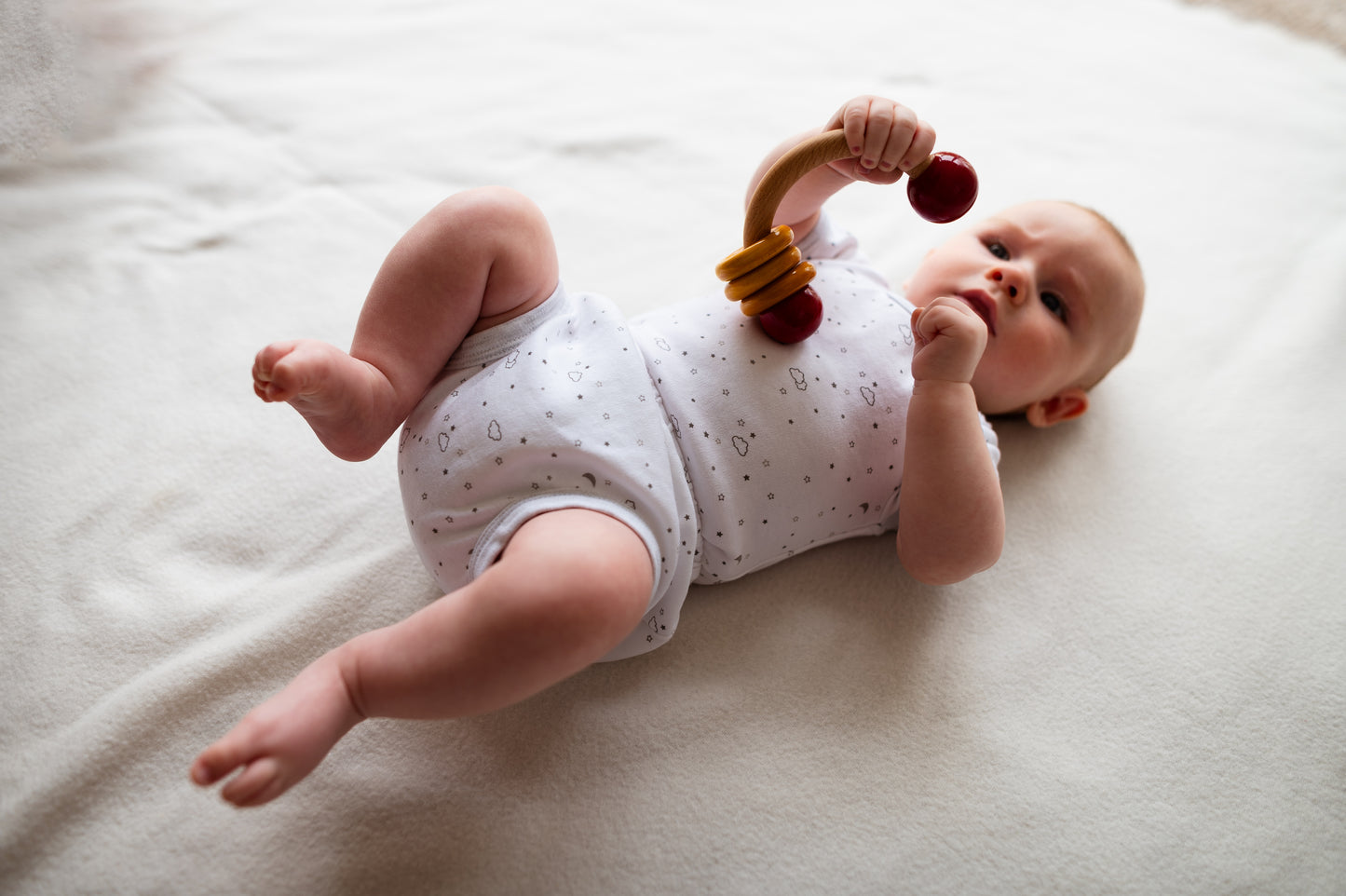 Newborn Baby Bundle | Wooden Baby Floor Gym, Teethers & Rattle | Natural & Non-Toxic Toys
