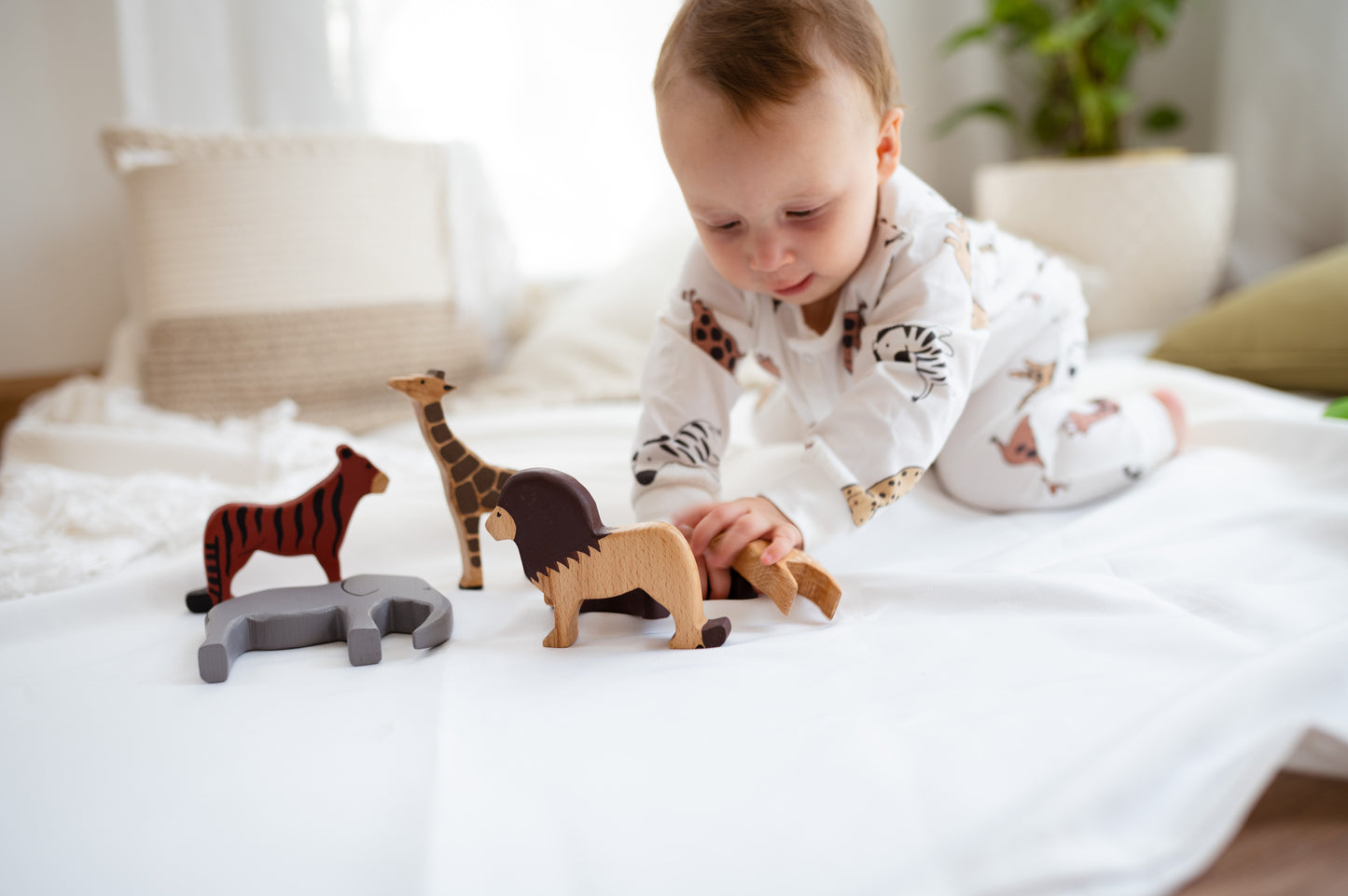 Toddler Starter Bundle | Learning Tower, Push Wagon & Wooden Animal Set | Montessori inspired Eco-Friendly & Safe